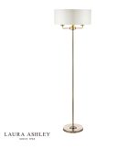 Laura Ashley Sorrento 3lt Floor Lamp Brushed Chrome With Natural Shade