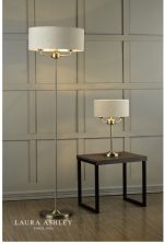 Laura Ashley Sorrento 3lt Floor Lamp Brushed Chrome With Natural Shade - Image 3