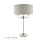 Laura Ashley Sorrento 3lt Table Lamp Polished Nickel With Silver Shade