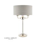 Laura Ashley Sorrento 3lt Table Lamp Polished Nickel With Silver Shade