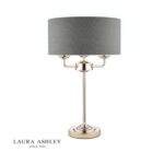 Laura Ashley Sorrento 3lt Table Lamp Polished Nickel With Charcoal Shade