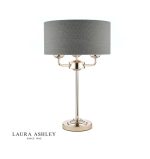 Laura Ashley Sorrento 3lt Table Lamp Polished Nickel With Charcoal Shade