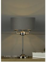 Laura Ashley Sorrento 3lt Table Lamp Polished Nickel With Charcoal Shade - Image 4