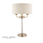 Laura Ashley Sorrento 3lt Table Lamp Brushed Chrome With Natural Shade