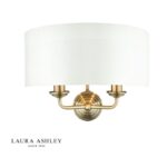 Laura Ashley Sorrento 2lt Wall Light Antique Brass With Ivory Shade