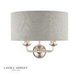 Laura Ashley Sorrento 2lt Wall Light Polished Nickel With Silver Shade