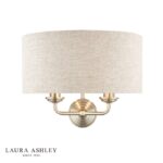 Laura Ashley Sorrento 2lt Wall Light Brushed Chrome With Natural Shade