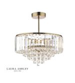 Laura Ashley Vienna 3lt Semi Flush Crystal & Antique Brass
