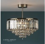 Laura Ashley Vienna 3lt Semi Flush Crystal & Antique Brass - Image 3