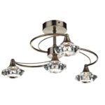 Luther 4lt Semi Flush Antique Brass Crystal