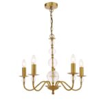 Lyzette 5lt Armed Fitting Aged Brass Ribbed Glass