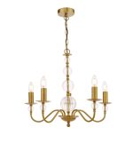 Lyzette 5lt Armed Fitting Aged Brass Ribbed Glass