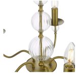 Lyzette 5lt Armed Fitting Aged Brass Ribbed Glass - Image 3