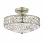 Olona 3lt Semi Flush Antique Brass Crystal Beads & Glass Diffuser
