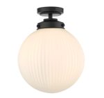 Alrik Bathroom Flush Matt Black Opal Glass IP44
