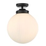 Alrik Bathroom Flush Matt Black Opal Glass IP44