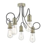 Alzbet 5lt Semi Flush Antique Brass & Black