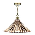 Ardeche 1lt Large Pendant Amber Glass & Antique Brass