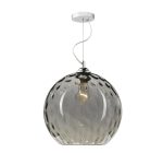 Aulax 1lt Pendant Silver Smoked Glass With Dimple Effect
