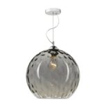 Aulax 1lt Pendant Silver Smoked Glass With Dimple Effect