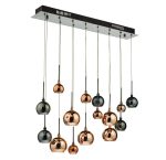 Aurelia 15lt Bar Pendant Black Chrome & Copper/Bronze Glass