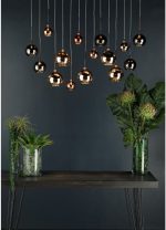Aurelia 15lt Bar Pendant Black Chrome & Copper/Bronze Glass - Image 4