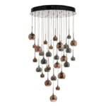 Aurelia 30lt Cluster Pendant Black Chrome & Copper/Bronze Glass 3M Drop