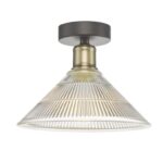 Boyd 1lt Flush Antique Brass with Glass Shade