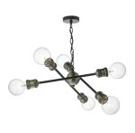 Brigade 6lt Pendant Black & Antique Brass
