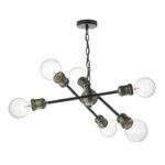 Brigade 6lt Pendant Black & Antique Brass