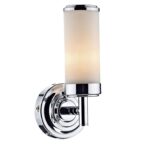 Century Bathroom Wall Light Polished Chrome Opal Glass IP44