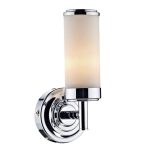 Century Bathroom Wall Light Polished Chrome Opal Glass IP44