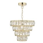 Cerys 1lt 4 Tier Pendant Crystal & Gold