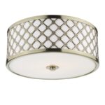 Civic Small 2lt Flush Antique Brass Frosted Glass
