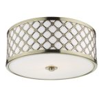Civic Small 2lt Flush Antique Brass Frosted Glass