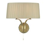 Cristin 2lt Wall Light Antique Brass With Taupe Shade