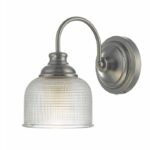 Tack Wall Light Antique Chrome & Textured Glass