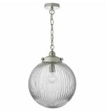 Tamara Pendant Satin Nickel & Ribbed Glass