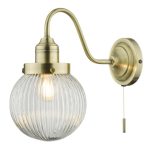 Tamara Wall Light Antique Brass Ribbed Glass