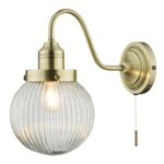 Tamara Wall Light Antique Brass Ribbed Glass