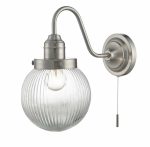 Tamara Wall Light Satin Nickel Ribbed Glass