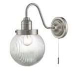 Tamara Wall Light Satin Nickel Ribbed Glass