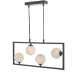 Ensio 4lt Pendant Matt Black & Opal Glass