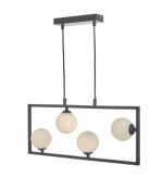 Ensio 4lt Pendant Matt Black & Opal Glass