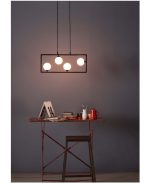 Ensio 4lt Pendant Matt Black & Opal Glass - Image 4