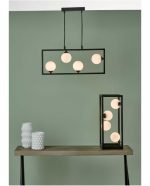 Ensio 4lt Pendant Matt Black & Opal Glass - Image 5
