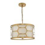 Epstein 3lt Pendant Gold With Ivory Shade