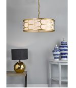 Epstein 4lt Pendant Gold With Ivory Shade & Glass Diffuser - Image 5