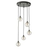 Federico 5lt Cluster Pendant Black Clear Ribbed Glass - Image 3
