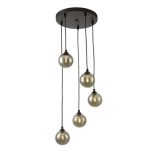 Federico 5lt Cluster Pendant Black Smoked Glass